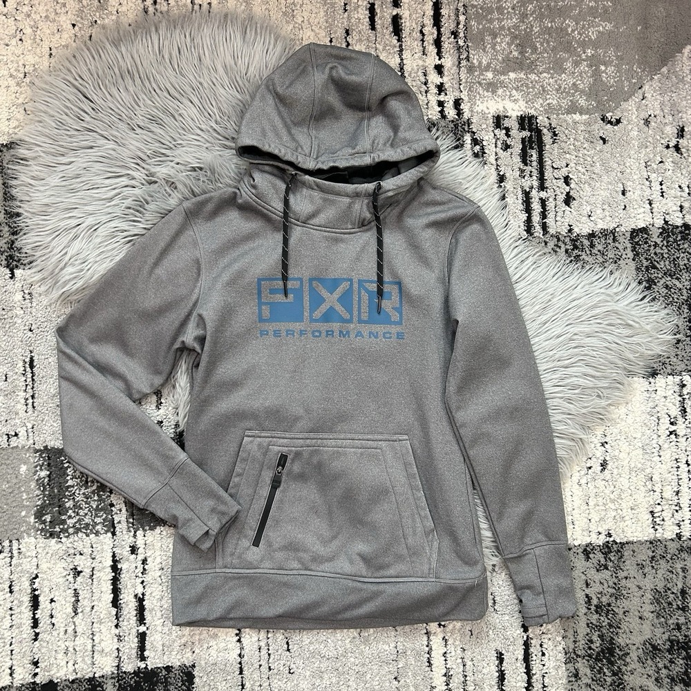 FXR Women's Podium Tech Pullover Hoodie In Grey With blue Logo Size Small